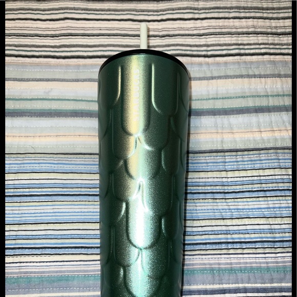 Starbucks Stainless Steel Aqua Green Glitter Mermaid Venti Cup NWT - Picture 4 of 6